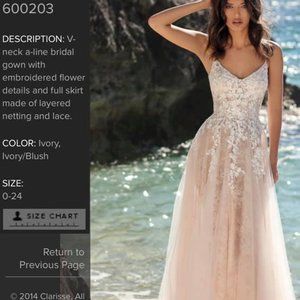 Clarisse Size 10 Brand New Ivory Wedding Dress